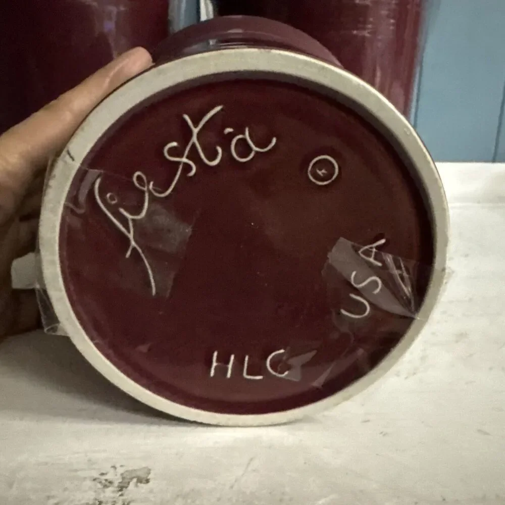 Set Of 3 Fiesta‎ Ware Canister Cinnabar Retired EUC Ceramic Burgundy Fiesta Ware